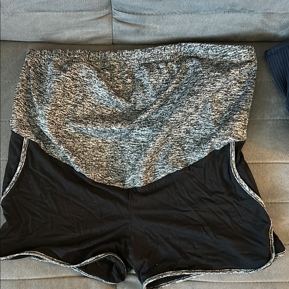 Gray and Black Maternity  Athletic Shorts